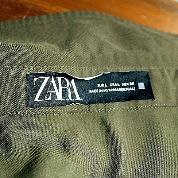 SOLD Zara Kahki Green Safari Style  Shirt - Picture 8 of 9